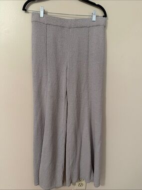 Free People Beach Wide-Leg Knit Pants in Light Gray